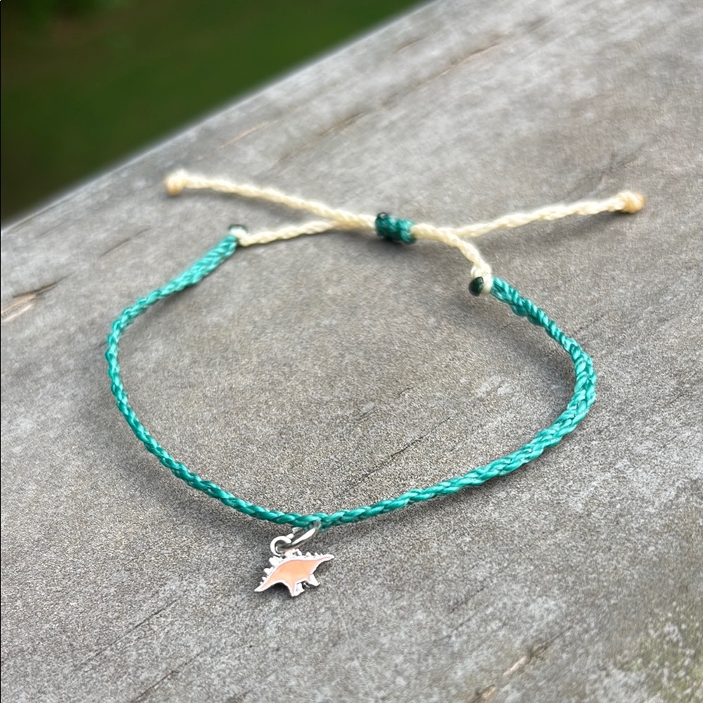 Adjustable Friendship Waxed Cord Waterproof Summer Bracelet With Dinosaur Charm